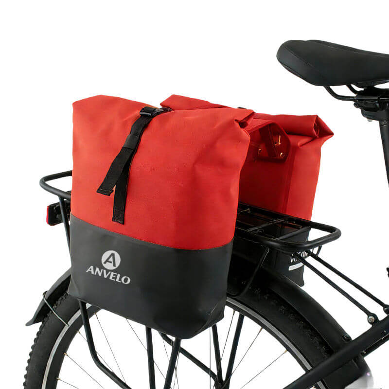 Sacoche double pour vélo 50 L étanche et réfléchissante avec fermeture par enroulement Rangement pour vélo électrique