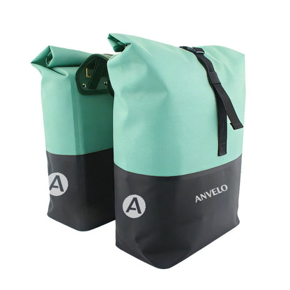 Sacoche double pour vélo 50 L étanche et réfléchissante avec fermeture par enroulement ​​Rangement pour vélo électrique