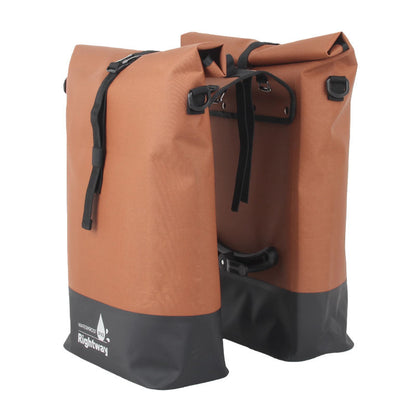 Sacoche double pour vélo 50 L étanche et réfléchissante avec fermeture par enroulement ​​Rangement pour vélo électrique