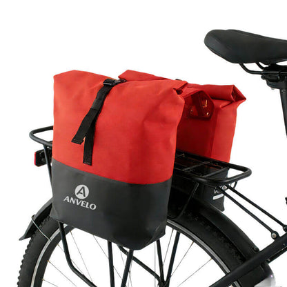 Sacoche double pour vélo 50 L étanche et réfléchissante avec fermeture par enroulement ​​Rangement pour vélo électrique