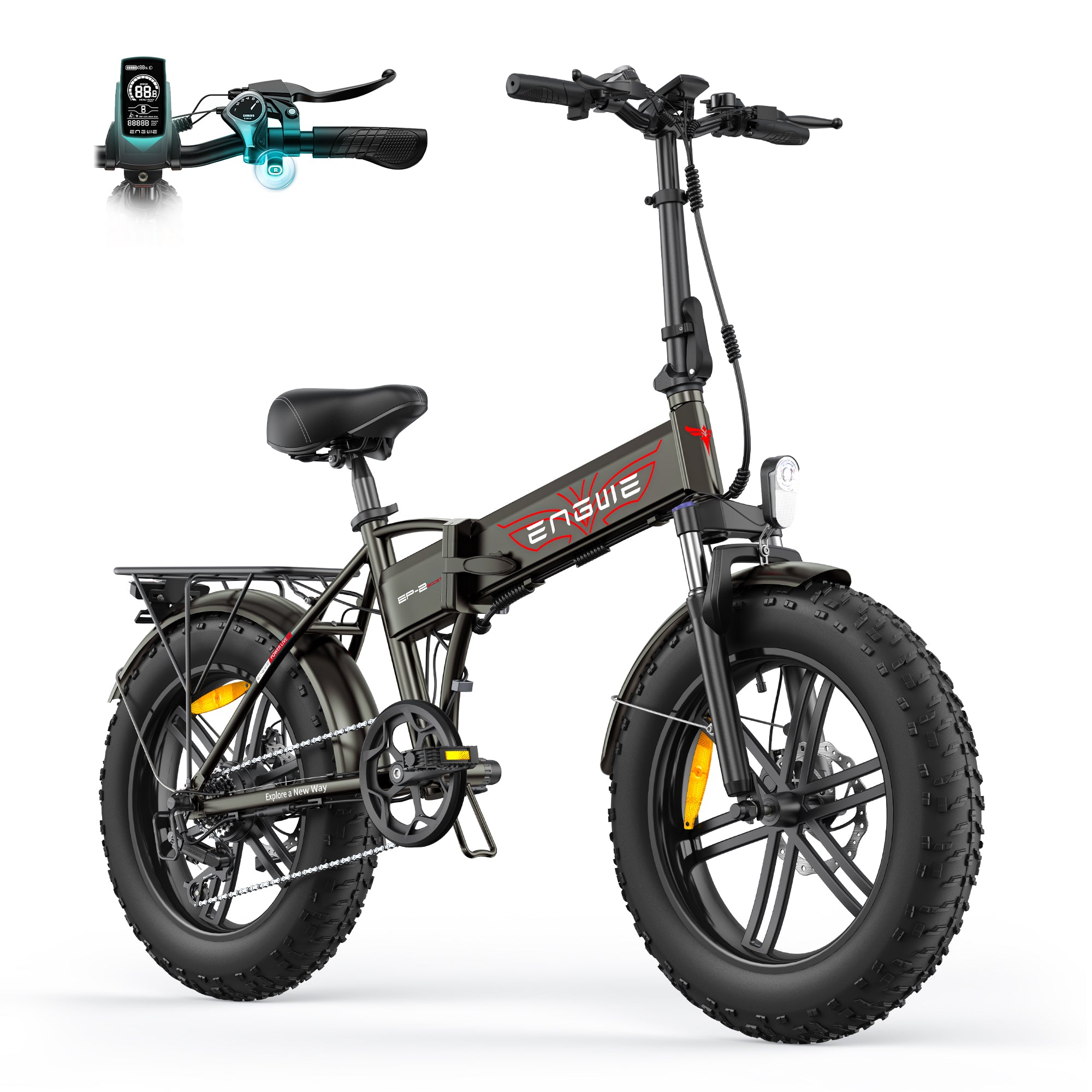 E‑bike ENGWE EP‑2 Boost 250W nera con pneumatici larghi